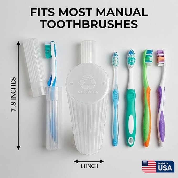 American Comb Toothbrush Holder - White, Made in USA, with Ventilation Holes, for Toothbrush Covers, Toothbrush Holder, Toothbrush Soft, Durable Design, Hygienic Bathroom Accessory