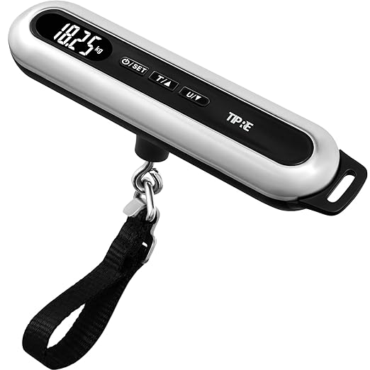 TIPRE Travel Luggage Scale 110lb Digital Suitcase Scale Portable Weight Scale Handheld Baggage Scale High Precision Stainless Steel Luggage Scale Carry-on Weight Scale Lightweight Travel Tool
