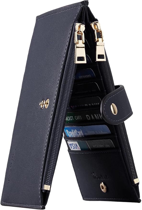 Travelambo Leather Wallets for Women Slim RFID Blocking Bifold Credit Card Holder Wallet