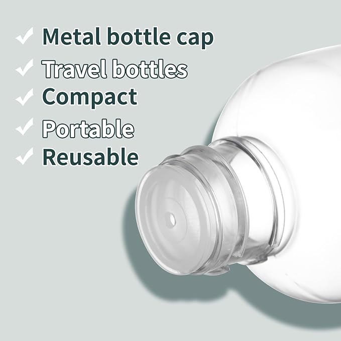 Tekson Plastic Travel Size Bottles 3.4 oz, Mouthwash Bottle, Refillable Containers for Cosmetic with Gold Screw Cap for Travel Essentials (100ml, Clear)