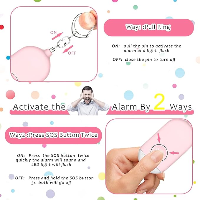 Hion Personal Safety Alarm for Women, 5 Pack Rechargeable 130dB Self Defense Alarm Keychain with LED Flashlight, Emergency Safe Sound Security for Children Elderly College Girls, Multi Colors