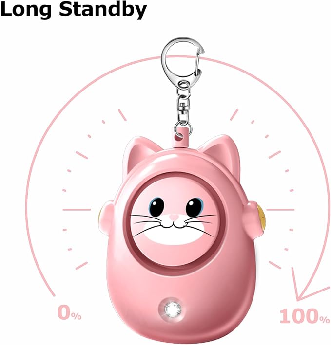 Personal Alarms Keychain, 130dB Loud Safety Siren, LED Light, Cute Cat Design Security Device for Women, Elderly, Children