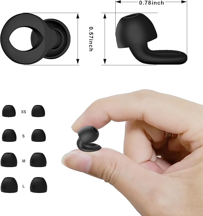 Ear Plugs for Sleeping, 2 Pairs Ear Plugs for Sleeping Noise Cancelling, 35dB Reusable Silicone Earplugs for Noise Reduction, Sleep, Work, Hearing Protection, Concert and Snoring, Black