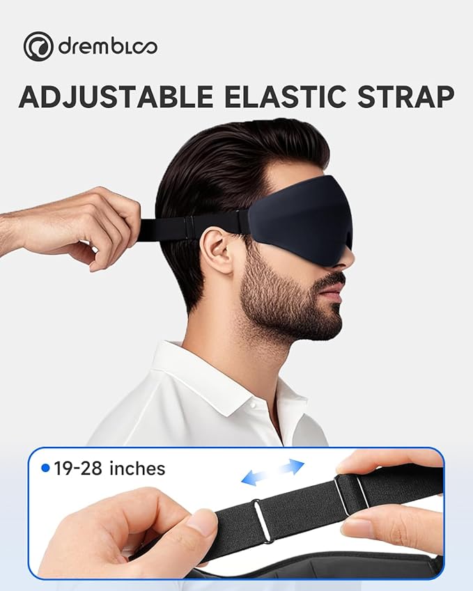 Sleep Mask for Side Sleeper, 100% Light Blocking Eye Mask for Men Women, Soft 3D Contoured Sleeping Masks with Adjustable Strap, Zero Pressure on Lashes, Comfortable Breathable Eye Cover for Travel