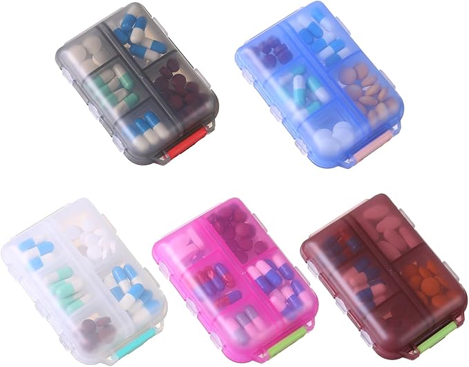 1Pack Travel Pill Organizer - 10 Compartments Pill Case, Compact and Portable Pill Box, Perfect for On-The-Go Storage, Pill Holder for Purse Blue