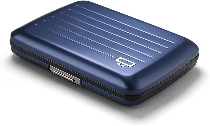 ÖGON -DESIGNS- Aluminum card holder with metal lock, RFID protection against fraud and demagnetization, compact wallet, Smart Case OSLO model
