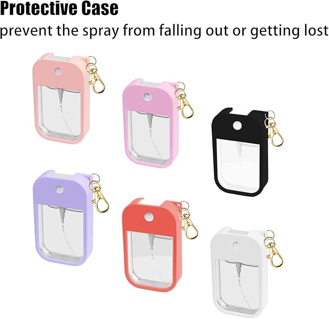 Silicone Case for Touchland Hand Sanitizer Spray 1 FL OZ., Stylish Protective Cover with Keychain Hanging Accessory
