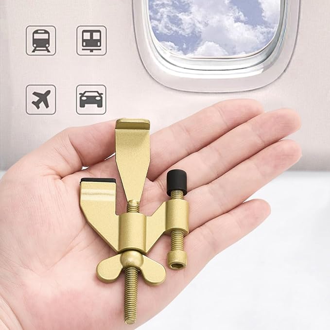 INIRET Gold Adjustable Heavy Duty Portable Door Lock,Security Device for Enhanced Safety,for Home,Travel,Hotels,Apartments Prevents Unauthorized Entry,No Drill,Silicone Protector Caps Included