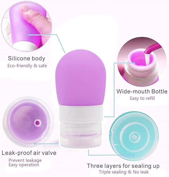 Mziart Portable Soft Silicone Travel Bottles Travel Containers(1.3OZ, Pack of 3)