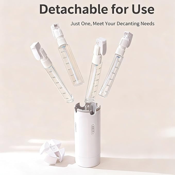 4 in 1 Travel Dispenser Bottle,4 Pack 30ML Travel Bottles for Toiletries, Leak Proof Travel Size Containers (White, OneSize)