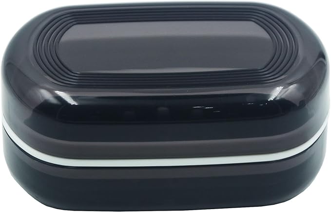 2 Pack Travel Soap Case Holder,Portable Soap Box with Draining Layer for Shower,Bathroom,Camping,Hiking,Gym (Black and White)