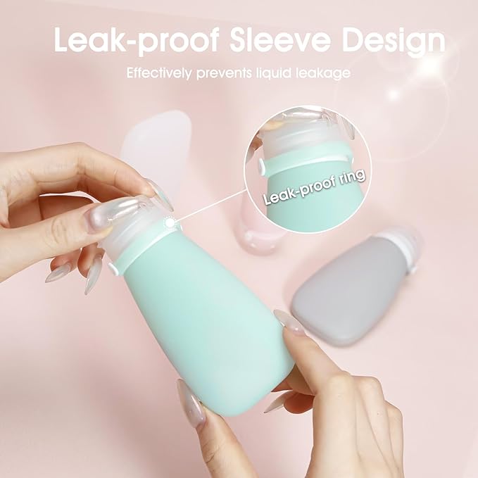 6Pcs Leakproof Travel Size Toiletries Bottles Set – Leakproof Silicone Travel Bottles TSA Approved, 3oz+2oz+1oz Travel Toiletry Set for Shampoo, Lotion, Cream