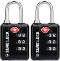 SURE LOCK TSA Approved 3 Digit Luggage Locks With Zinc Alloy Body and Hardened Steel Shackle To Lock Travel Suitcase