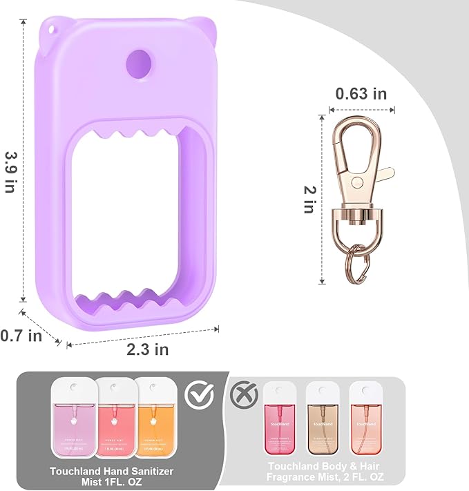 Hand Sanitizer Spray Case for Touchland Silicone Touchland Case Keychain Cute Hand Sanitizer Holder Keychain Compatible with Touch land Power Mist Gentle/Glow Mist