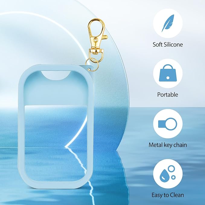 Silicone Case Compatible with Touchland Hand Sanitizer Spray, Protective Case with Keychain for Power Mist and Glow Mist 1 fl oz, Hand Sanitizer Spray Accessory (Blue, 1 Pack)