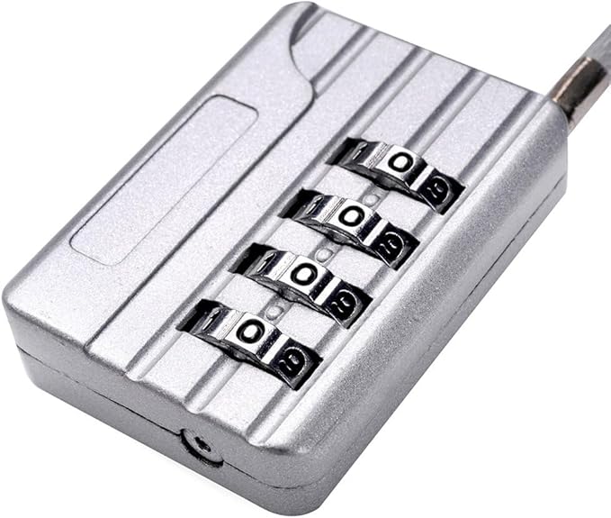 SEPOX Resettable Combination Travel Lock, 11mm 4 Digit Cable Lock for Suitcase, Travel Bag, and Gym Lockers, Filing Cabinets, Toolbox, Case—Silver Pack of 2