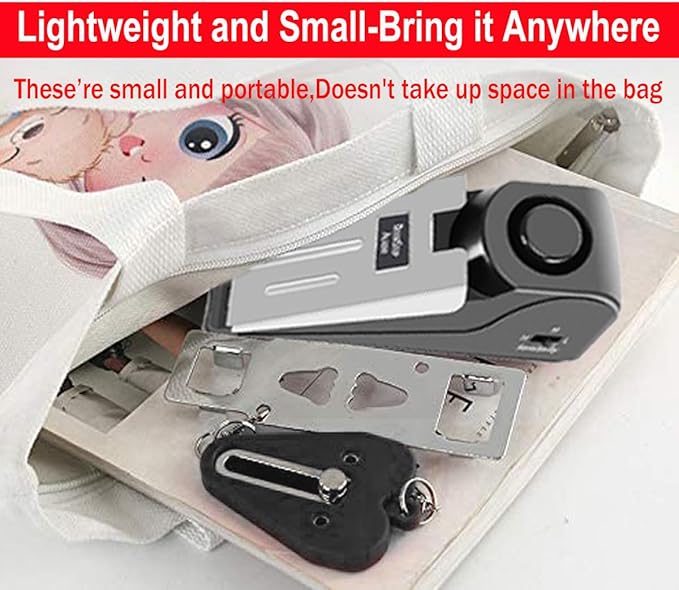 MBBEST Door Stop Alarm & Hotel Door Lock,Dual Protection Security Door Kit,Door Security Devices Pocket Door Stopper Self Defensey Tools for Hotel Travel Home Apartment House