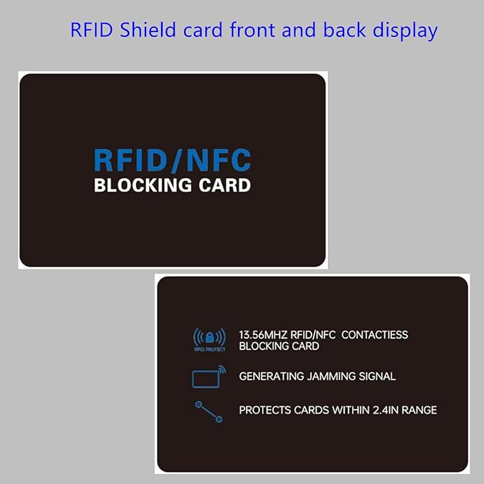 RFID Blocking Card,5Pack Contactless NFC Debit Credit Card Passport Protector blocker,One RFID Card Protects Entire Wallet, without adding bulk Black