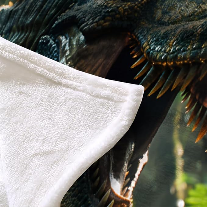 3D Dinosaur Throw Blanket, Fleece Blanket for Couch Bed Sofa, Wildlife Animal Blankets and Throws, Jungle Dinosaur Super Soft Cozy Plush Flannel Blanket, 50 x 60 in, Plant Leaf Tropical