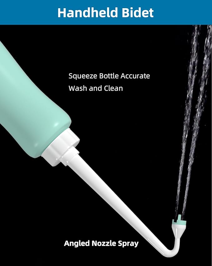 Hibbent 2 Pack 650ml Portable Bidet Sprayer for Women or Men, Handheld Travel Bidet for Personal Hygiene, Jet Spray Bottle for Toilet & Bathroom, Peri Bottle for Postpartum Care, Travel Bag, Green