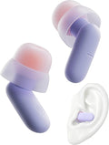 Ear Plugs for Sleeping All-Night Wear without Ear Pain Side Sleeper Patent Qufits Eartips Ultra-Comfy Reusable Earplugs for Sleep, Focus, Study, Travel, 23dB Noise Reduction - Violet