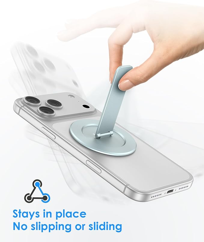 Magtame Magnetic Phone Stand for Magsafe, Ultra-Slim Snap-on Phone Holder Kickstand,180° Adjustable Angle Damping Design Cellphone Grip, Blue