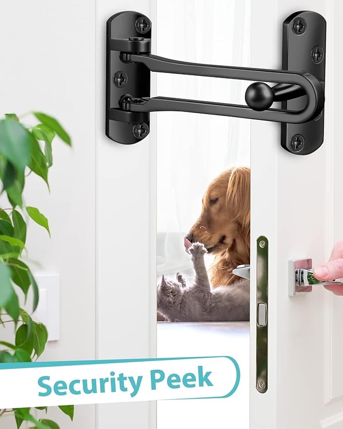 Swing Bar Door Lock Latch - Door Security Sliding Bars for Home Hotel Child Proof Safety Locks Reinforcement Door Stopper Door Guard for Indoor and Front Gate Thicken Solid Aluminium 1Pack