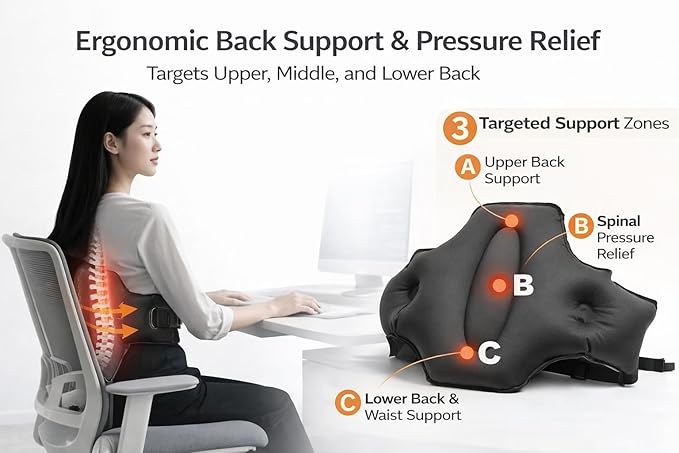 2-in-1 Inflatable Foot Hammock & Lumbar Support – Premium TPU Material, Adjustable Support for Airplane, Office & Home – Lightweight, Portable & Travel-Ready (Black)