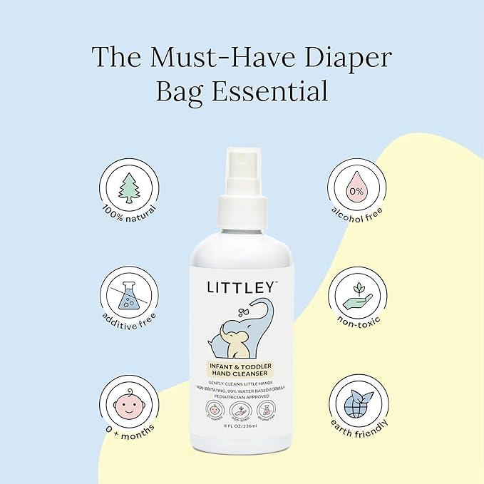 Littley Infant & Toddler Hand Cleanser | Alcohol-Free HOCl Spray for Delicate Skin | Fragrance-Free Formula | Gentle & Convenient Hand Mist | Portable Travel Size | 8 oz