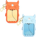 Hand Sanitizer Case Compatible with Touchland, Cute Monster Silicone Holder Keychain 1 Fl Oz, 2 Pcs Orange & Sky Blue