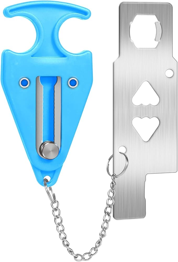 Portable Door Lock for Travel Lock Home Security Door Latch in Prevent Unauthorized Entry School Apartment Hotel(Blue)