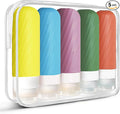 Laxen 5 Pack Travel Bottles for Toiletries with Labels, 3.0oz Silicone Travel Bottles Set with Zipper Toiletry Bag, Leakproof Refillable Squeeze Travel Size Containers for Shampoo Conditioner (Yellow)