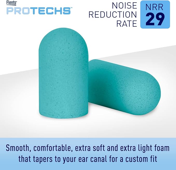 Flents Super Sleep Foam Ear Plugs, 50 Pair for Sleeping, Snoring, Loud Noise, Traveling, Concerts, Construction, & Studying, Teal, Made in The USA