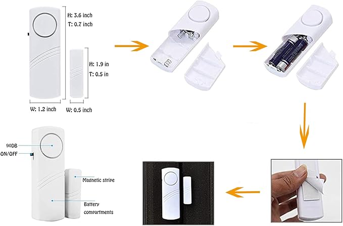 6 Pack Window Alarm Door Magnetic Sensor Alarm for Home Security System, Pool Door Alert for Kids Safety Toddler Window Open Alert Sensor