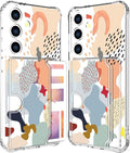 Compatible with Samsung Galaxy S24+ Plus / S25+ Plus Case Card Holder for Women Cute Design,Wallet Phone Cases Transparent Cool Kawaii Protective (Clear Abstract Art)