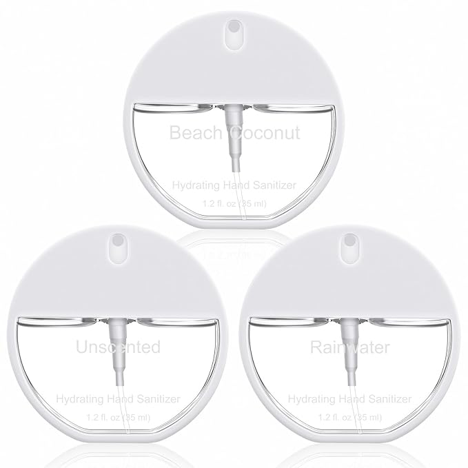 3 Pcs Power Mist Hydrating Hand Sanitizer Spray Bulk Travel Size Hand Sanitizer Spray Pocket 1.2 oz Circular Bottle for Daily Use Nurse Teacher Coworker Employee Office Gifts for Mother's Day
