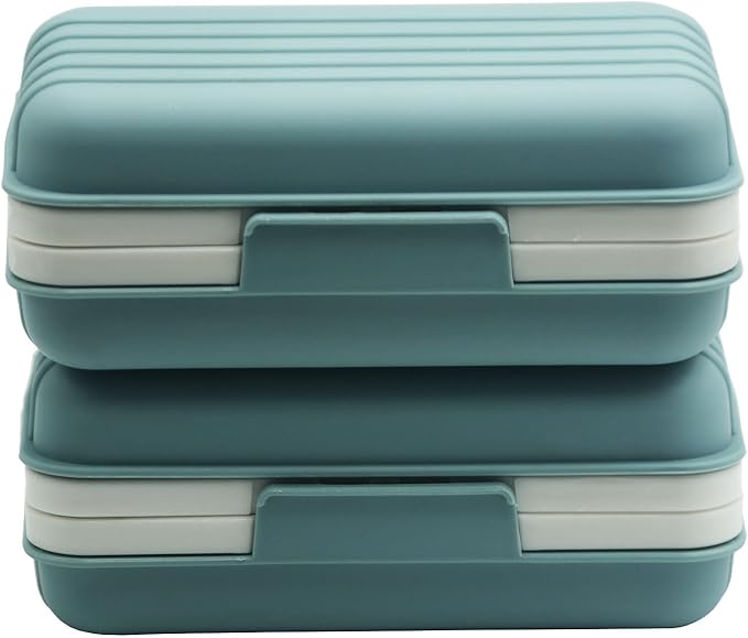 2 Pack Travel Soap Case Holder,Portable Soap Box with Draining Layer for Shower,Bathroom,Camping,Hiking,Gym