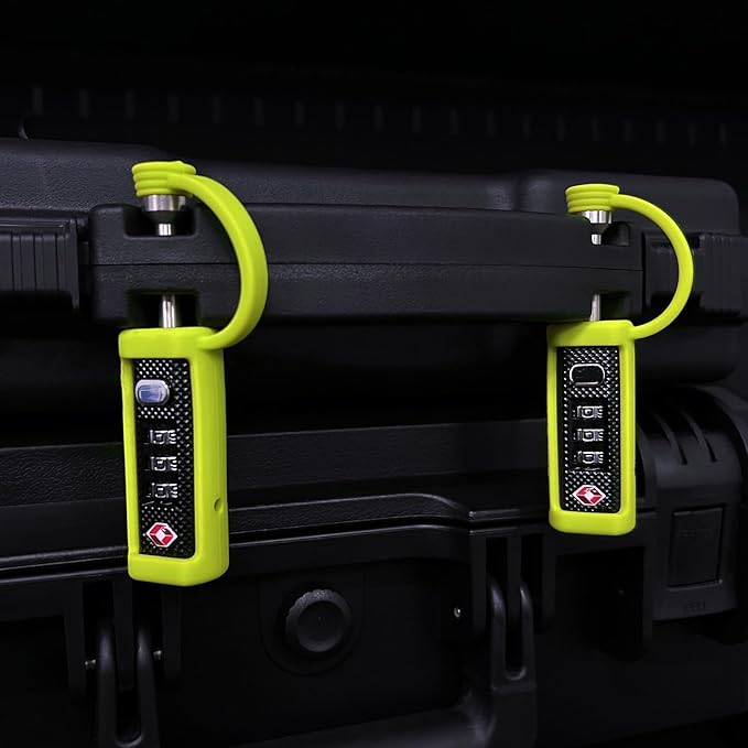 LAFENLIN 4-Pack TSA-Approved Gun Case Locks for Secure Firearm Transport & Storage, Cut-Proof Heavy Duty Padlocks Fit Gun, Rifle, Handgun, & Pistol Travel Cases, Lime