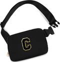 Uygafly Personalized Belt Bag for Women Girls - Fashion Mini Waist Packs with Adjustable Strap - Trendy Travel Fanny Pack Crossbody Bags with Initial Letter - Teen Gifts | Black,Black C