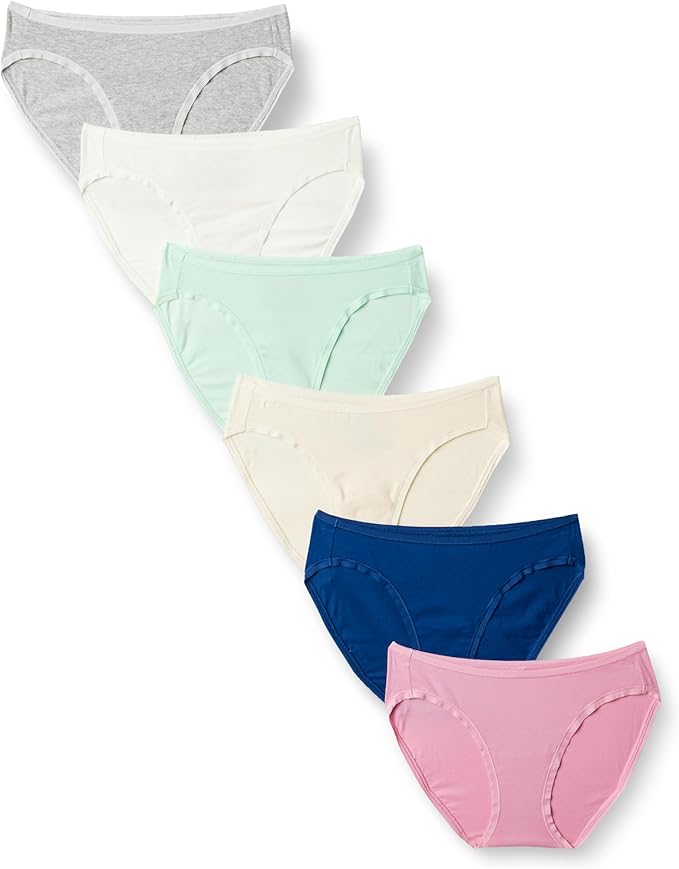Amazon Essentials Women's Breathable Cotton Bikini Brief Underwear with Full Coverage, Multipacks