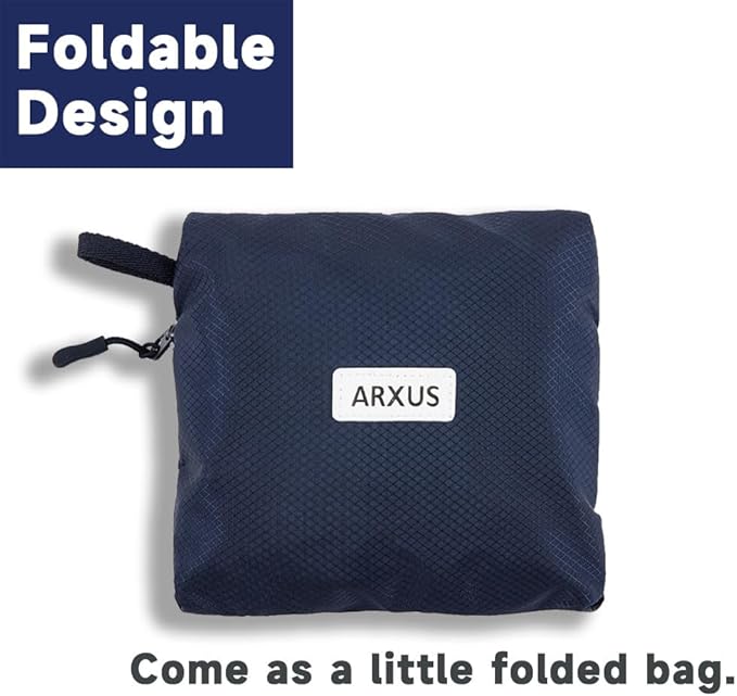 Arxus Foldable Tote Bag for Travel Expandable Lightweight Carry On Luggage 22L Packable Duffle Bag for Traveling