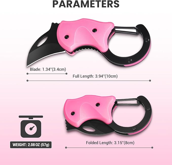 FUNBRO Pink Keychain Knife Stocking Stuffers Gifts for Mom, Cute Box Cutter Small Pocket Knife Gadgets, EDC Knives Tool with 1.34 inch Sharp Blade for Everyday Carry, Womens Christmas Gift for Her
