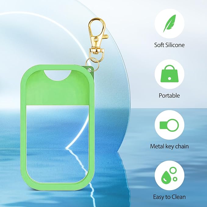 Silicone Case Compatible with Touchland Hand Sanitizer Spray, Protective Case with Keychain for Power Mist and Glow Mist 1 fl oz, Hand Sanitizer Spray Accessory (Green, 1 Pack)