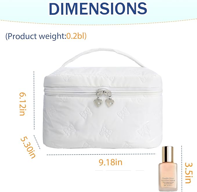Makeup Bag Toiletry Bag for Women, Waterproof Material with Handle, Can Accommodate Toiletries, Makeup Brush Accessories（White）