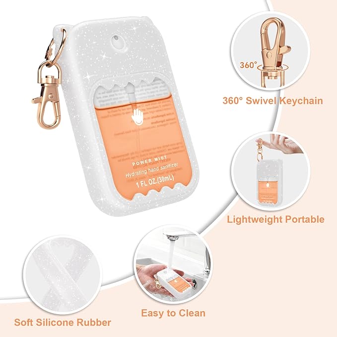 Hand Sanitizer Spray Case for Touchland Silicone Touchland Case Keychain Cute Hand Sanitizer Holder Keychain Compatible with Touch land Power Mist Gentle/Glow Mist