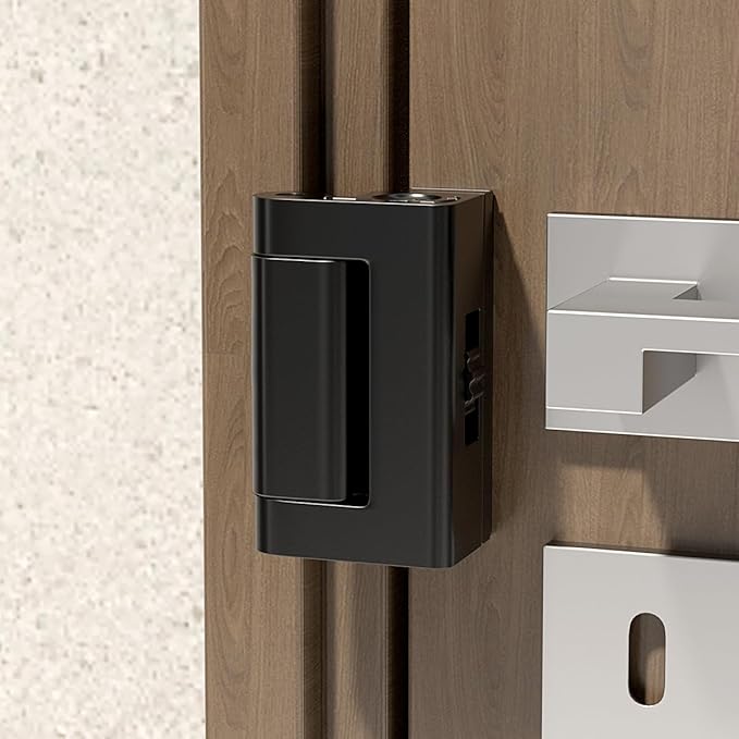 INIRET Black Adjustable Heavy Duty Zinc Alloy Portable Door Lock,Security Device for Enhanced Safety,for Home,Hotels,Travel,Apartments Prevents Unauthorized Entry,No Drill