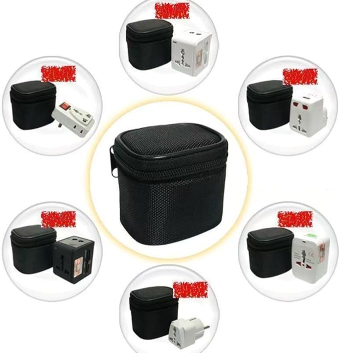 2 Pack Universal Travel Adapter Carrying Case Replacement Storage Holder Bag for International Power Adapter Worldwide All in One Travel Adaptor AC Power Plug Adapter Wall Charger Block
