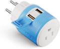 OREI 3 in 1 Israel Plug Adapter (Type H Adapter) with Dual USB for Charging – Does Not Convert Voltage - Israel Adapter Plug with Type B Input, Compatible in Palestine, Gaza Strip & Israel (U2U-14)
