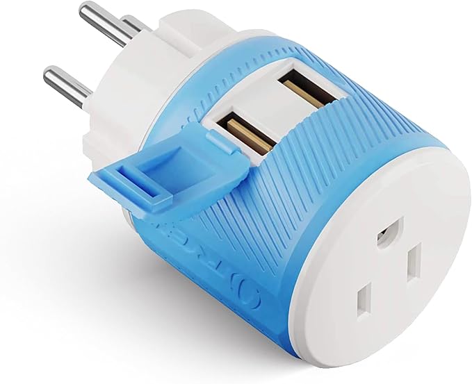 OREI 3 in 1 Israel Plug Adapter (Type H Adapter) with Dual USB for Charging – Does Not Convert Voltage - Israel Adapter Plug with Type B Input, Compatible in Palestine, Gaza Strip & Israel (U2U-14)
