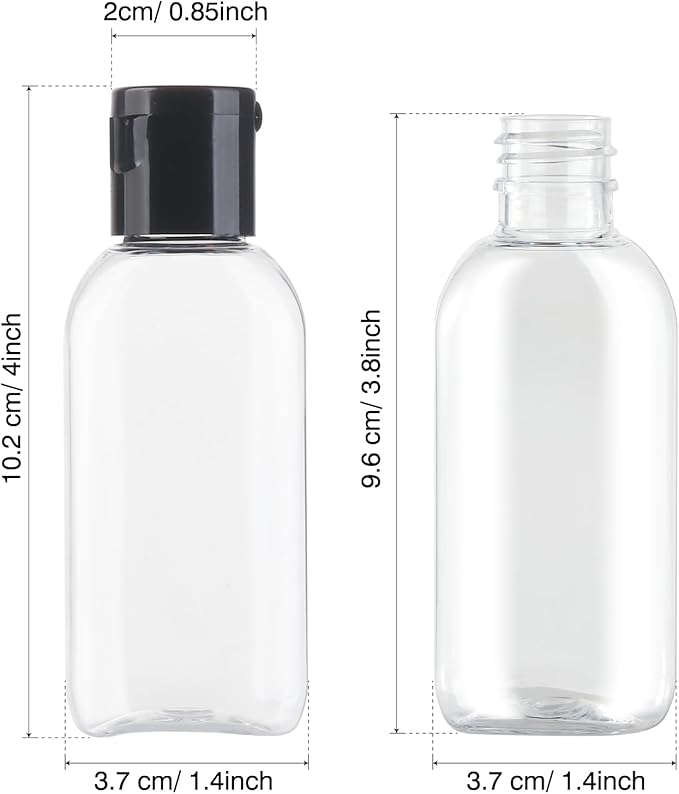 Travel Bottles for Toiletries BPA-Free Empty Squeeze Containers,6 Pack 1.69 oz Refillable Squeeze Bottle, Leak Proof Small Plastic Shampoo Containers with Labels